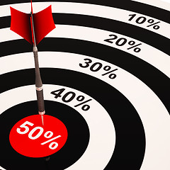 Image showing 50Percent On Dartboard Shows Big Savings