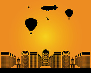 Image showing city buildings zeppelin