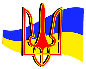 Image showing emblem and flag of Ukraine