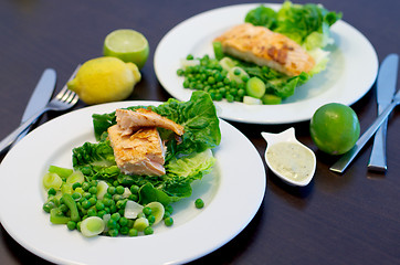 Image showing Roasted Salmon and Vegetables