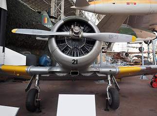 Image showing vintage military fighter jet museum Brussels Belgium