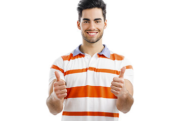 Image showing Handsome man with thumbs up