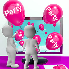 Image showing Party Balloons Represent Online Parties and Invitations