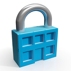 Image showing Padlock And House Shows Building Security