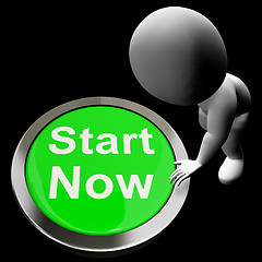 Image showing Start Now Button Means To Commence Immediately