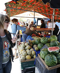 Image showing Melon stall at Rethymno market