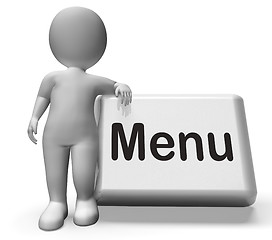 Image showing Menu Button With Character  Shows Ordering Food Menus Online