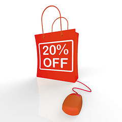 Image showing Twenty Percent Off Bag Represents Online 20 Sales and Discounts
