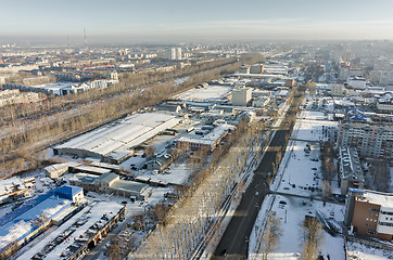 Image showing Bird eye view on 30 Let Pobedy street. Tyumen. Russia