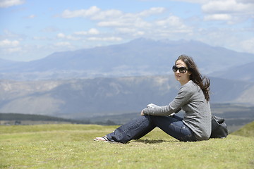 Image showing A woman on the grass