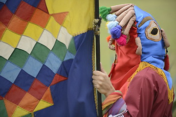 Image showing Man in mask celebrating solstice holiday. 