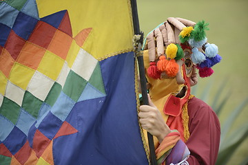 Image showing Man in mask celebrating solstice holiday. 