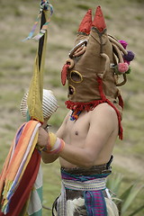 Image showing Man in mask celebrating solstice holiday. 