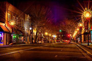 Image showing downtown york south carolina the white rose city at christmas ti