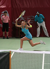 Image showing Wozniacki in action in Doha Qatar