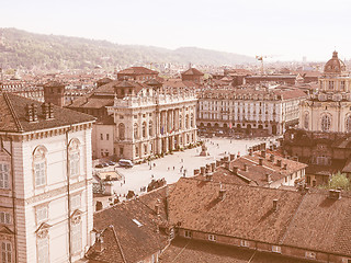 Image showing Retro looking Piazza Castello Turin