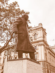 Image showing Retro looking Churchill statue in London