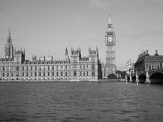 Image showing Black and white Houses of Parliament in London