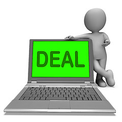 Image showing Deal Laptop Shows Bargain Contract Or Dealing Online