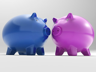 Image showing Pair Of Pigs Shows Savings Banking And Money