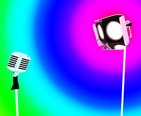 Image showing Spotlight And Microphone Shows Concert Entertaining Or Talent