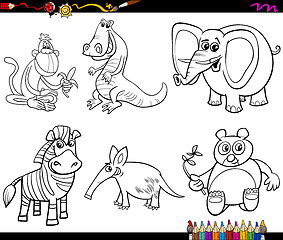 Image showing wild animals set coloring page