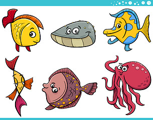 Image showing sea life fish cartoon set