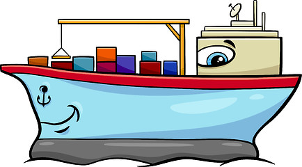 Image showing container ship cartoon character