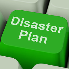 Image showing Disaster Plan Key Shows Emergency Crisis Protection