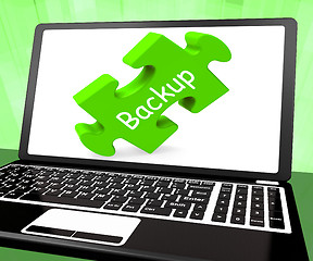 Image showing Backup Laptop Shows Data Archiving Back Up And Storage