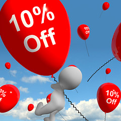 Image showing Balloon With 10% Off Showing Discount Of Ten Percent