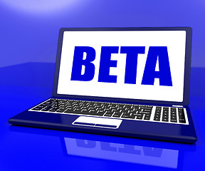 Image showing Beta On Laptop Shows Trial Software Or Development Online