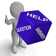 Image showing Help Question Answer Dice Showing Knowledge And Assistance