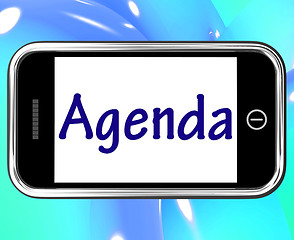 Image showing Agenda Smartphone Means Online Schedule Or Timetable