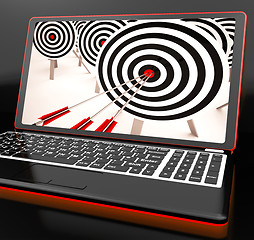 Image showing Target Hit On Laptop Showing Perfect Shot