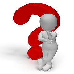 Image showing Question Marks And Man Shows Confusion Or Unsure