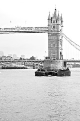 Image showing london tower in england old bridge and the cloudy sky