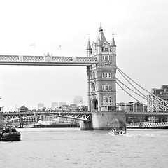 Image showing london tower in england old bridge and the cloudy sky