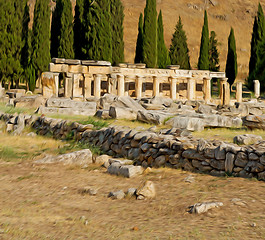 Image showing and the roman temple history pamukkale    old construction in as