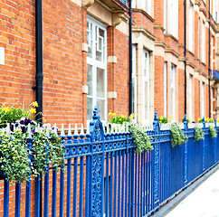 Image showing old window in europe london  red brick wall     and      histori