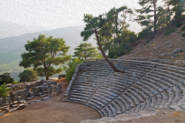 Image showing  ruins stone and theatre in  antalya  arykanda turkey asia sky a