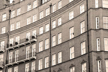 Image showing window in europe london old red brick wall and      historical 