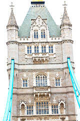 Image showing london tower in  old bridge and the cloudy sky