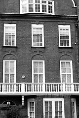 Image showing in europe london old red brick wall and      historical window