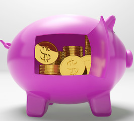 Image showing Dollar Coins Piggy Shows Prosperity And Security