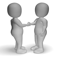 Image showing 3d Characters Shaking Hands Showing Greeting Or Deal