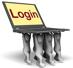 Image showing Login Characters Laptop Shows Website Signing In Or Enter