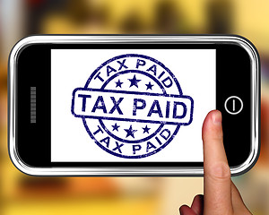 Image showing Tax Paid On Smartphone Shows Payment Confirmation