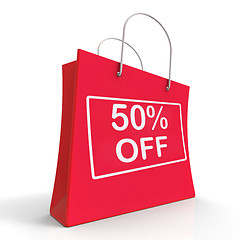 Image showing Shopping Bag Shows Sale Discount Fifty Percent Off 50