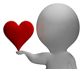 Image showing Heart And 3d Character Showing Love And Valentines